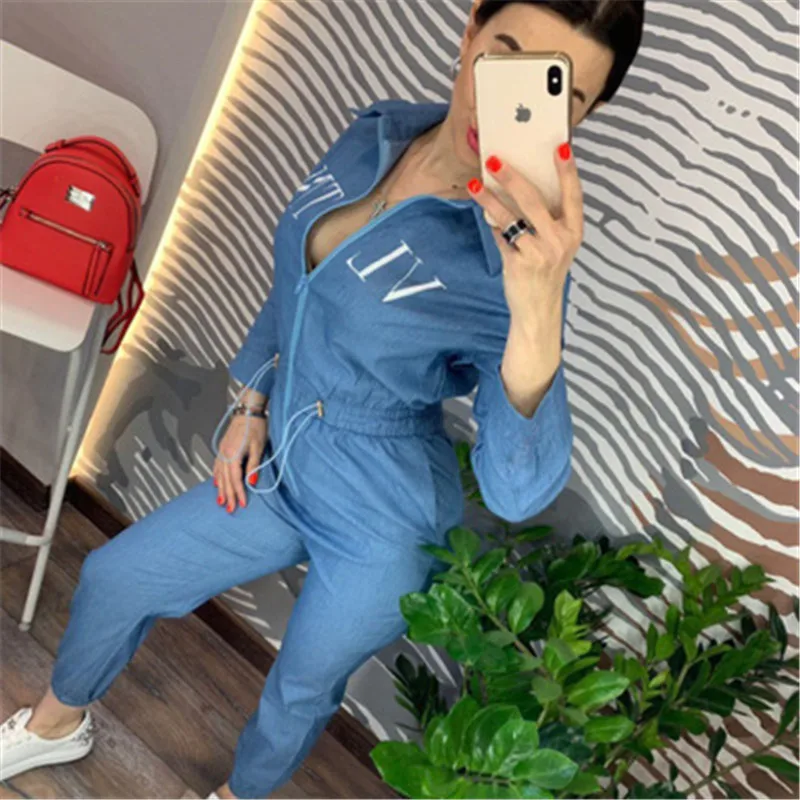 Сексуальный боди спортивный костюм женский комбинезон длинный рукав карманы