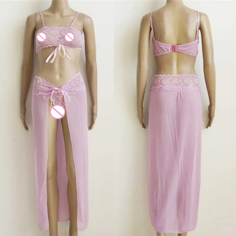 Женское модное прозрачное кружевное ночное белье ночная рубашка комплект