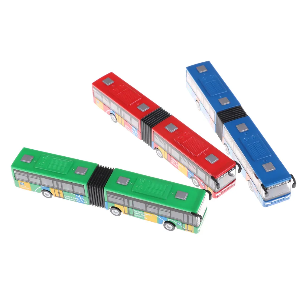 

1pc multicolor Alloy Tourist Bus Model toys Two-Door City Bus Toys Educational Toys for Children