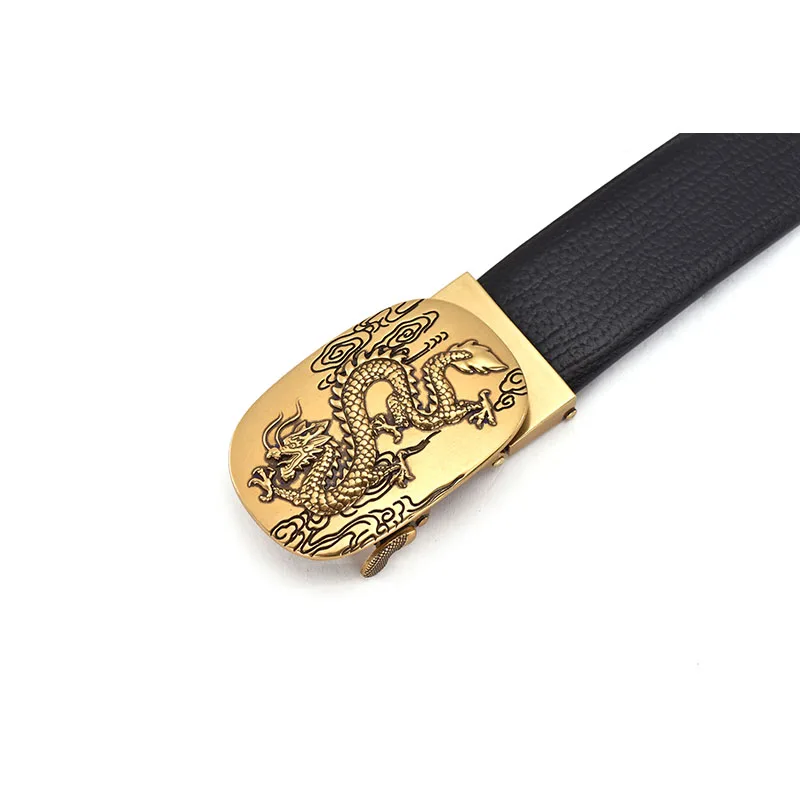 Мужской кожаный ремень DOSSNL с автоматической пряжкой мужской рисунком дракона