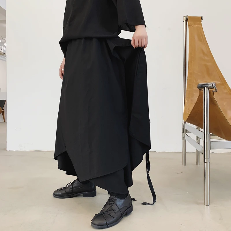 Мужские свободные штаны шаровары с лентами в стиле хип хоп панк уличная одежда