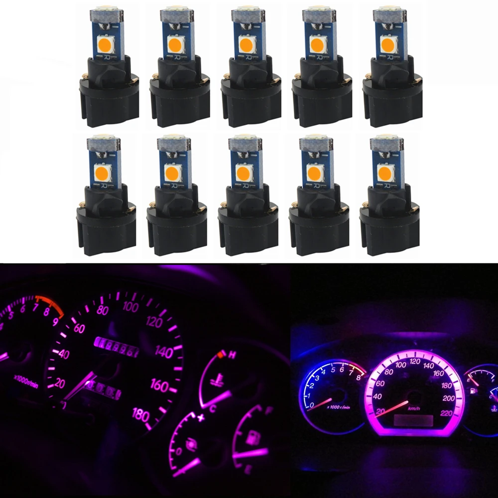 Розовый WLJH 10x T5 светодиодный светильник 7 цветов PC74 Поворотная розетка Индикатор Интерьера приборная панель кластерный светильник лампа для ford - Испускаемый цвет: Розовый