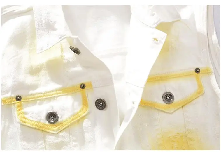 Мужские и женские белые байкерские жилеты из джинсовой ткани с принтом в виде