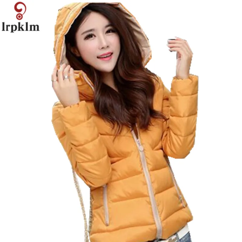 Женская зимняя короткая хлопковая одежда с капюшоном стеганое пальто тонким