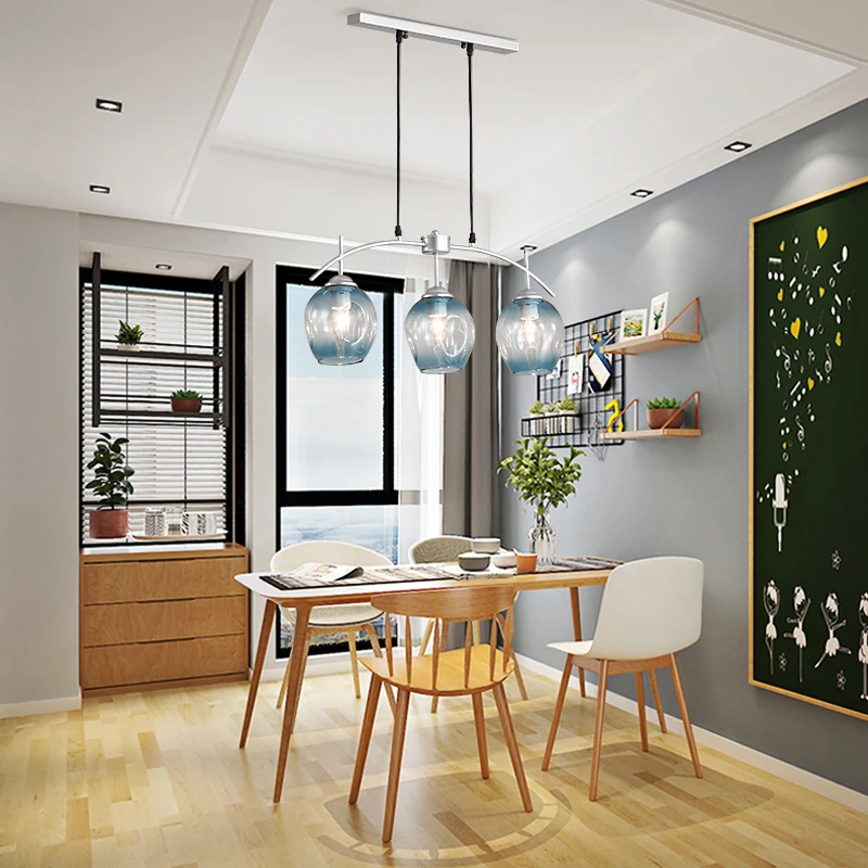 Современный стеклянный подвесной светильник в скандинавском стиле для столовой