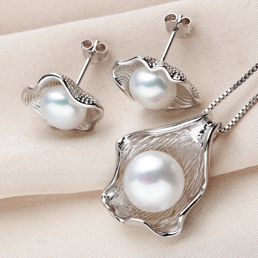 Женский элегантный натуральный пресноводный жемчуг кулон/комплет ювелирного