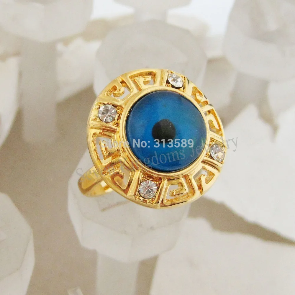 FoRomance/желтый Золотой GP верхний слой Santa Lucia EYE/кольцо от сглаза Размер 6 7 8 CZ