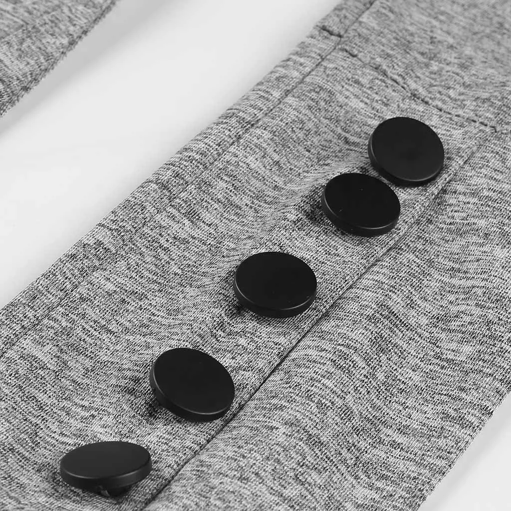 Платье женское повседневное с высоким воротником длинным рукавом и пуговицами