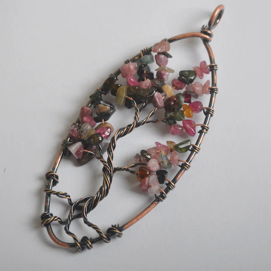 Ручной работы Древо жизни Тайгерай с украшением в виде кристаллов сердолик опал