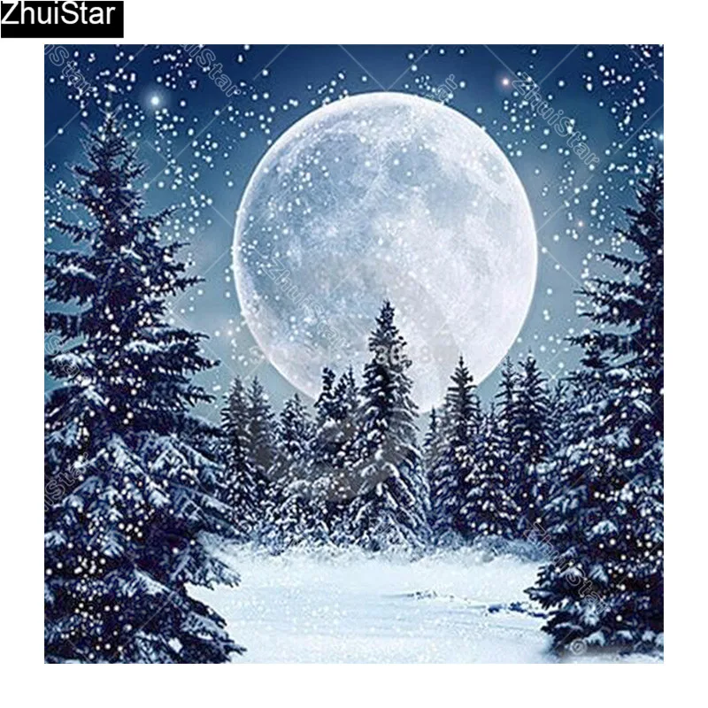 Полноразмерная Алмазная 5D картина деревья под снегом вышивка крестиком мозаика