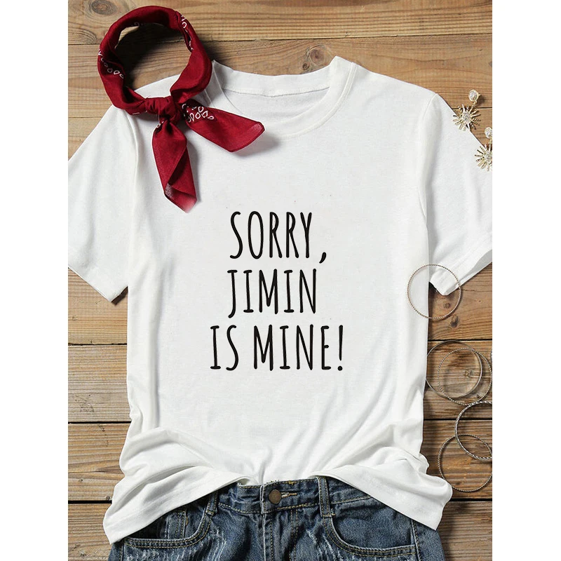 Футболка с коротким рукавом и круглым вырезом Showtly SORRY JIMIN IS MINE повседневная