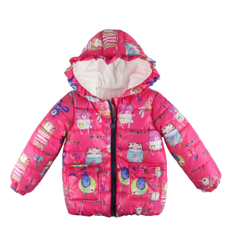 Winter Girls Jackets &amp Coats Boys Graffiti Parkas Hooded Cute Baby Girl Outerwear Cartoon Animals Children Clothing Kids | Детская