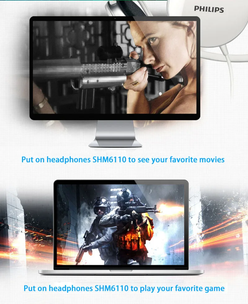 Philips SHM6110U пост-висячая гарнитура с микрофоном Поддержка музыки и фильмов и игр для компьютера мобильного телефона официальный тест
