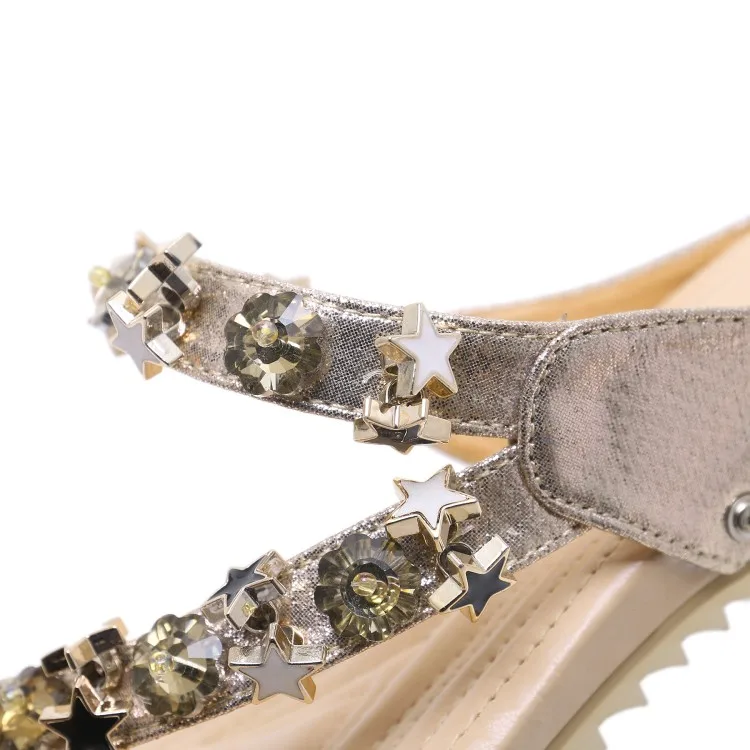 2018 Новый Стиль Мода Лето Богемия Для женщин тапочки щепотку Аппликации Кристалл