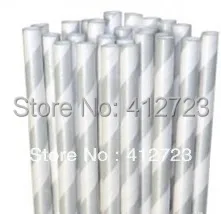 Серебряный полосатый питьевой соломинку бумаги в полоску Партии Соломка