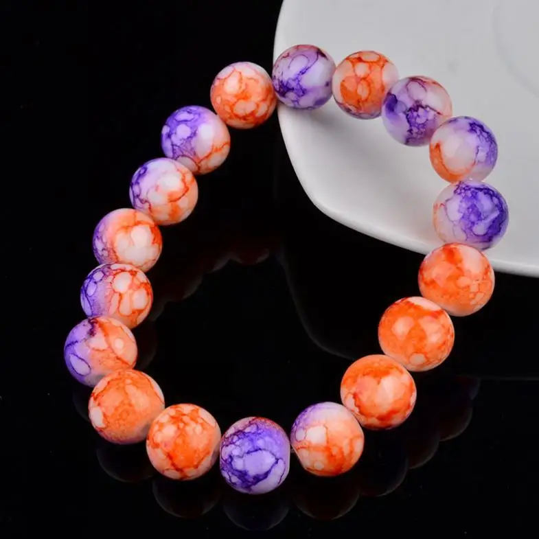 8mm color2 Ручная работа, Pulsera Piedra, натуральный камень, стрейч, эластичное стекло, бусины, браслеты с подвесками, женские модные ювелирные изделия, braccialetto perline - Окраска металла: 8mm color2