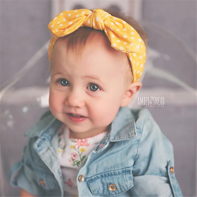 Эластичная Повязка на голову в горошек для девочек повязка волос с принтом виде