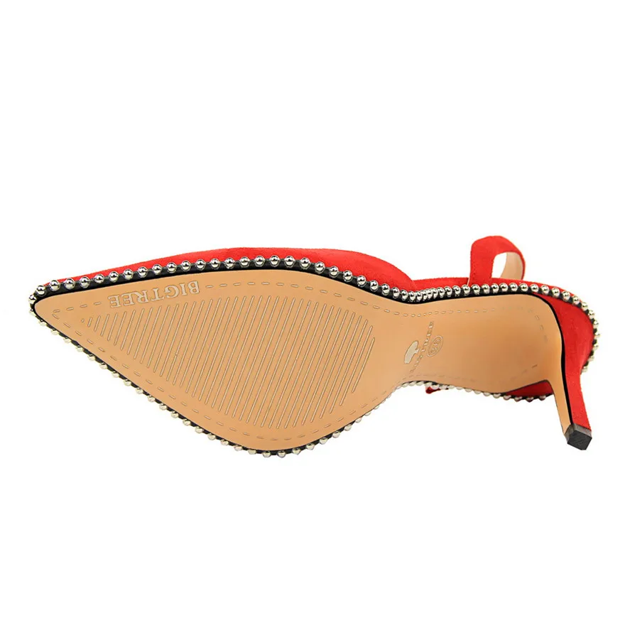 Сандалии LAKESHI женские на высоком каблуке босоножки с заклепками и ремешком сзади