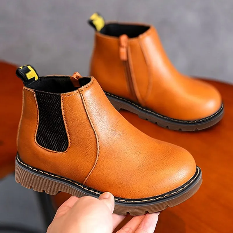 BeckyWalk/Детская школьная Осенняя обувь с круглым носком Ботинки Martin для мальчиков