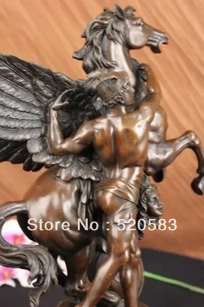 Perseus and Pegasus Bronze Marble Sculpture By Vitaleh Mythical Figurine | Дом и сад