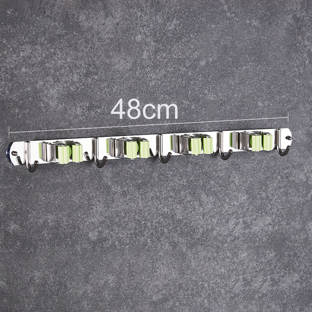 

1/2/3/4/5 Hook Wall Mounted Broom Hanger Mop Organizer Holder Brush Broom Grip Clips Hanger Storage Rack Save Space Kitchen Bath