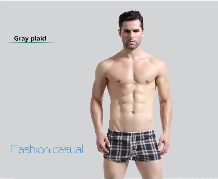 Gray plaid WJ импортные товары Мужские встроенные двойные стринги дышащие мягкие отдых дома шорты 4012PJ - Цвет: Gray plaid