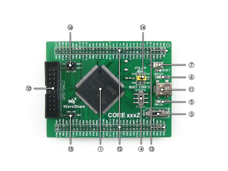 Плата Waveshare STM32 Core103V STM32F103VET6 STM32F103 ARM Cortex-M3 макетная основная плата с полными