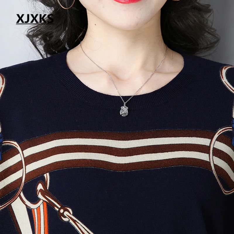 Женский вязаный пуловер с длинными рукавами XJXKS 60% кашемировый свитер для мам