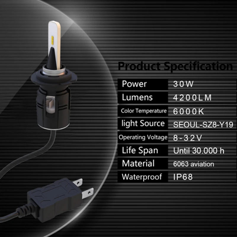 Светодиодный автомобильный комплект для передних фар B6S H1 H3 H7 H11 9005 9006 9012 H4 Hi-Lo 6000K |