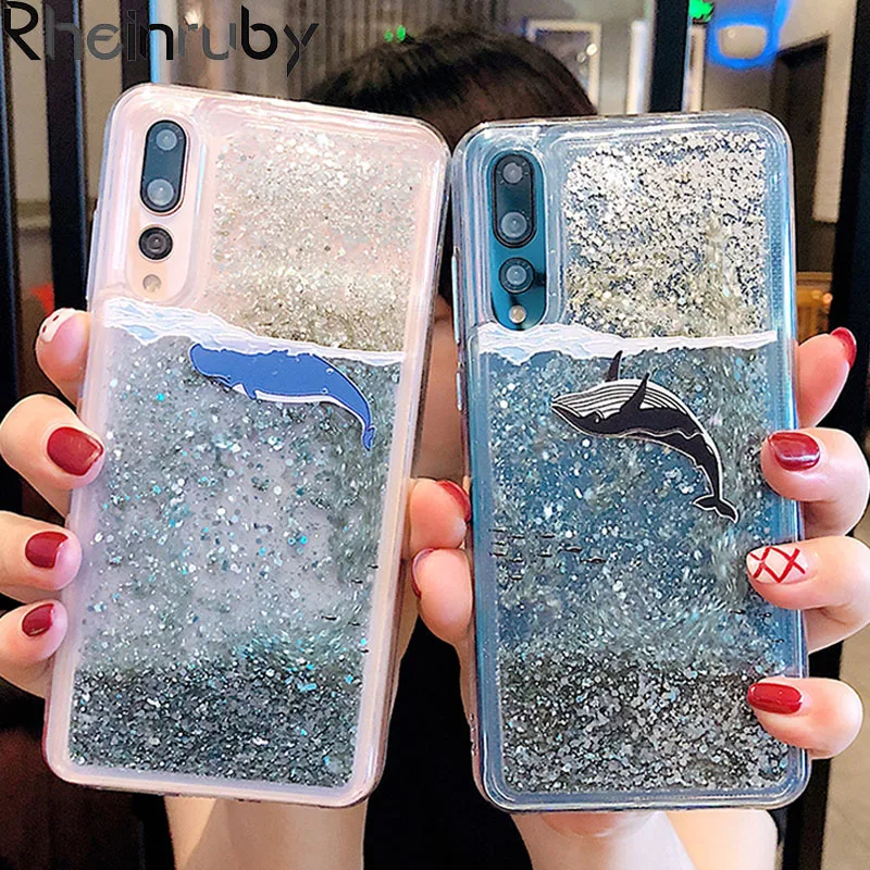 Rheinruby Блеск Жидкость зыбучие пески силиконовый чехол для huawei Коврики 20 Pro P20 P10 Lite