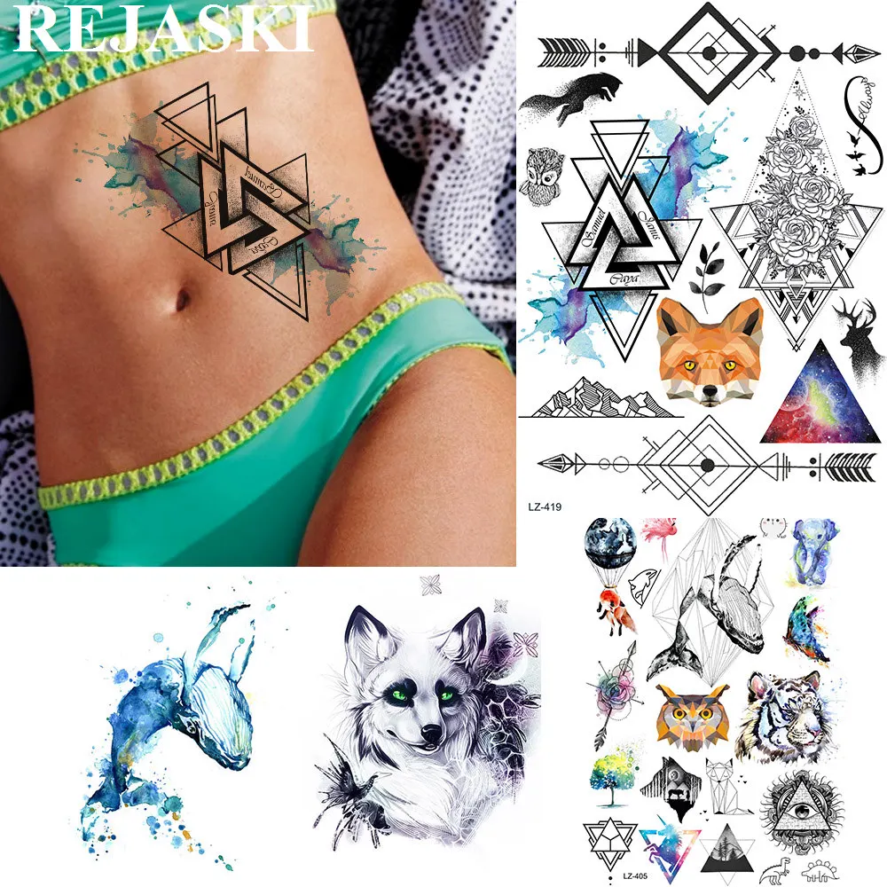 Женские и мужские геометрические Временные татуировки REJASKI Arrow с изображением