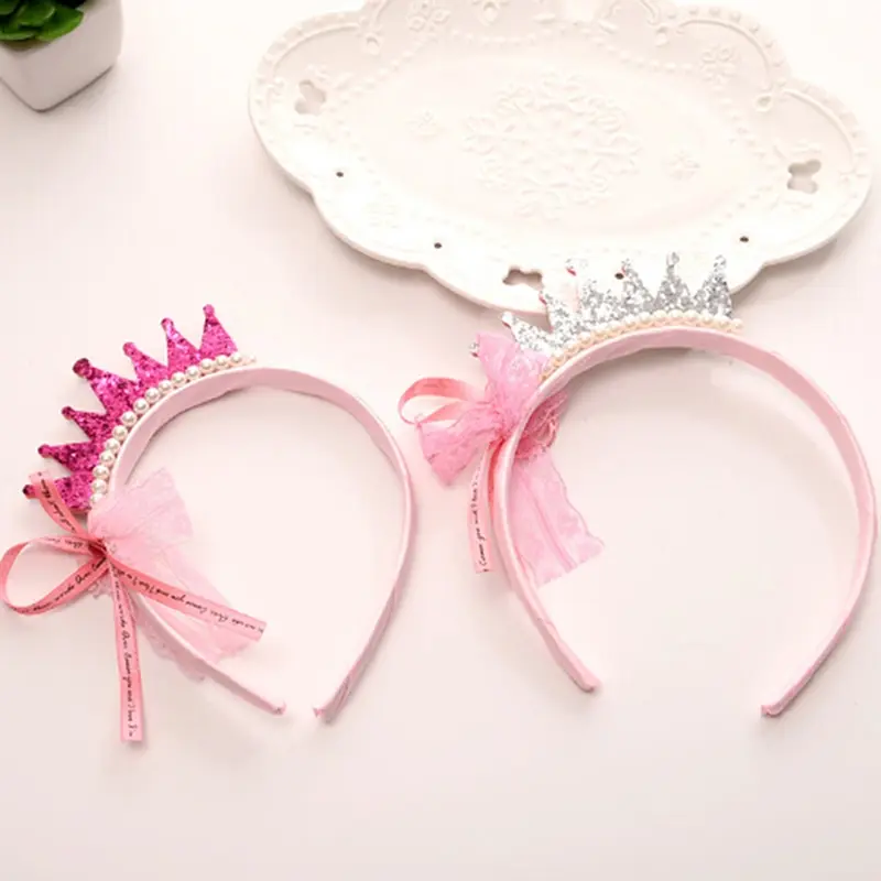Pearls Bow Ribbon Crown Princess kids Fashion Hair Band Girls Bands Color Random | Детская одежда и обувь
