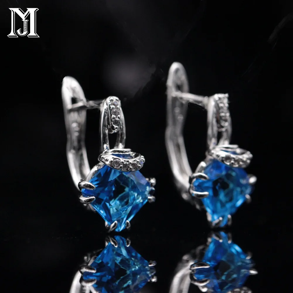 JiaMu Горячая модных цветов на выбор Подвески природного Сплава циркония серьги с CZ