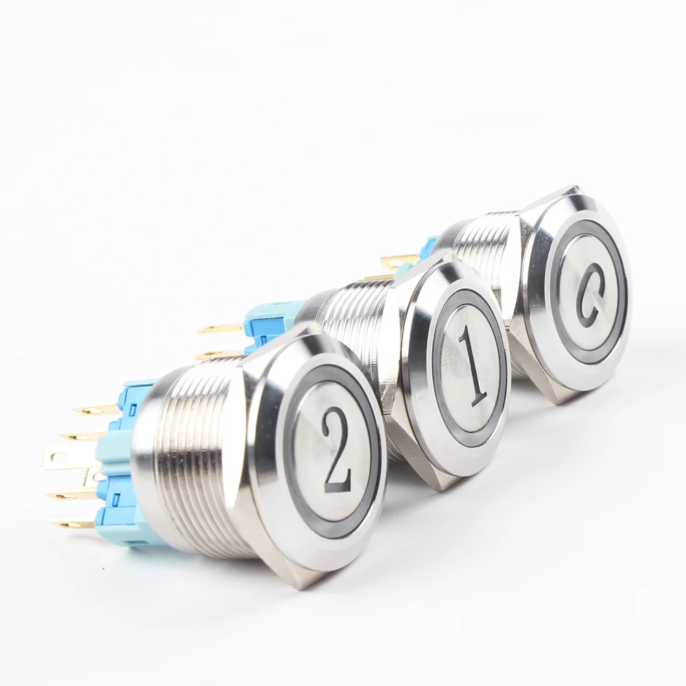 22 мм никелированный латунный металлический кнопочный переключатель led Номер