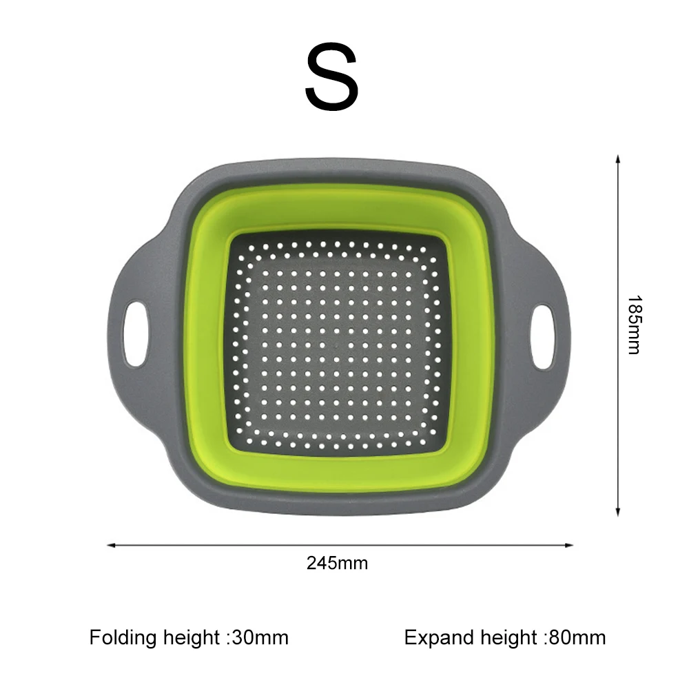 Складной силиконовый дуршлаг для мытья овощей и фруктов выдвижная корзина