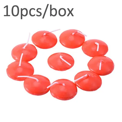 10pcs box candles Новинка! 10 шт./кор. Цвета плавающий Свадебные свечи круглый Форма плавающие свечи дома вечерние украшения Прямая Dia 3,5 см - Цвет: 10pcs box candles