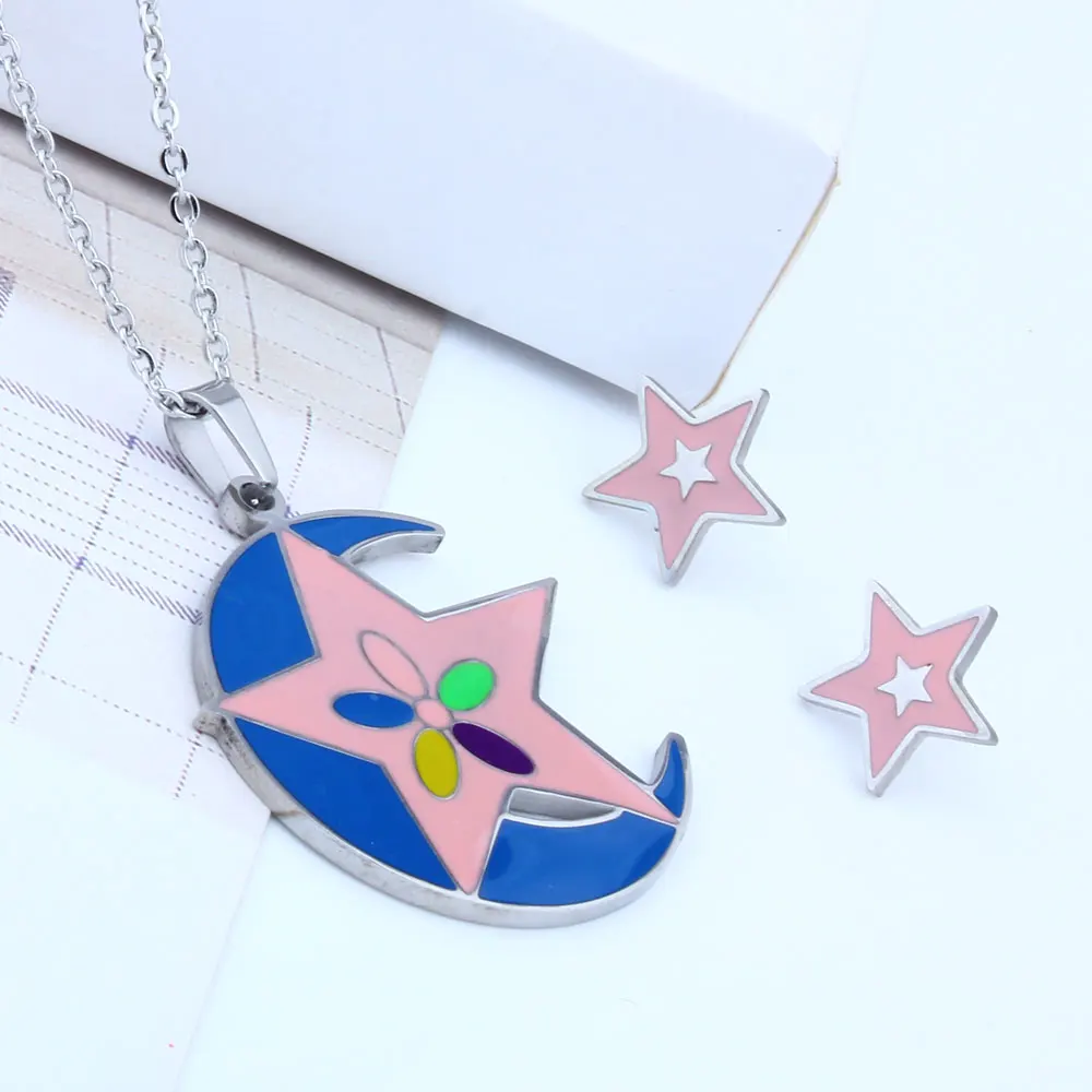 Ювелирные наборы XUANHUA Moon Star из нержавеющей стали модное женское ожерелье и серьги