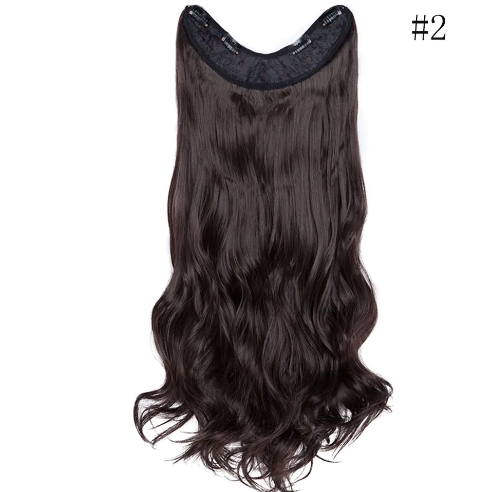 dark brown SNOILITE, 24 дюйма, 4 зажима, одна часть, волнистые волосы, удлинение, синтетические клипсы, ins, коричневые, черные, шиньоны для женщин - Цвет: dark brown