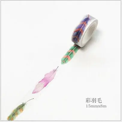 colorful feather Сладкий Пончик бутылки желаний теплица шар кактус украшение в виде камеры васи лента DIY наклейки для дневника лента для заклепок фотоальбома escolar - Цвет: colorful feather