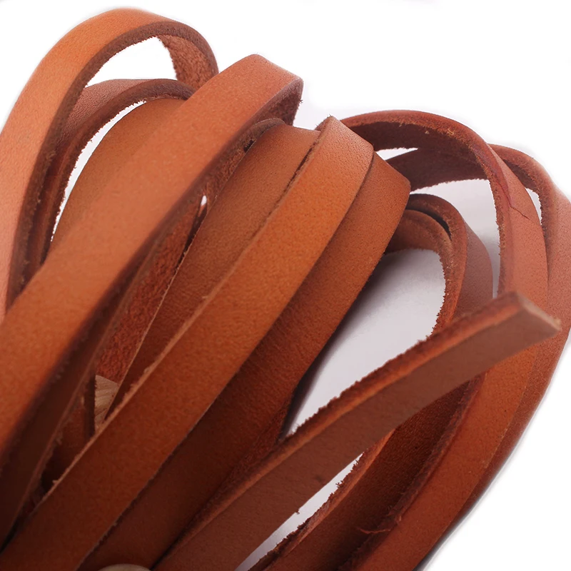 2 Meters Brown 7mm Flat Genuine Real Leather Cord String Lace Thong For Jewelry Making Findings | Украшения и аксессуары