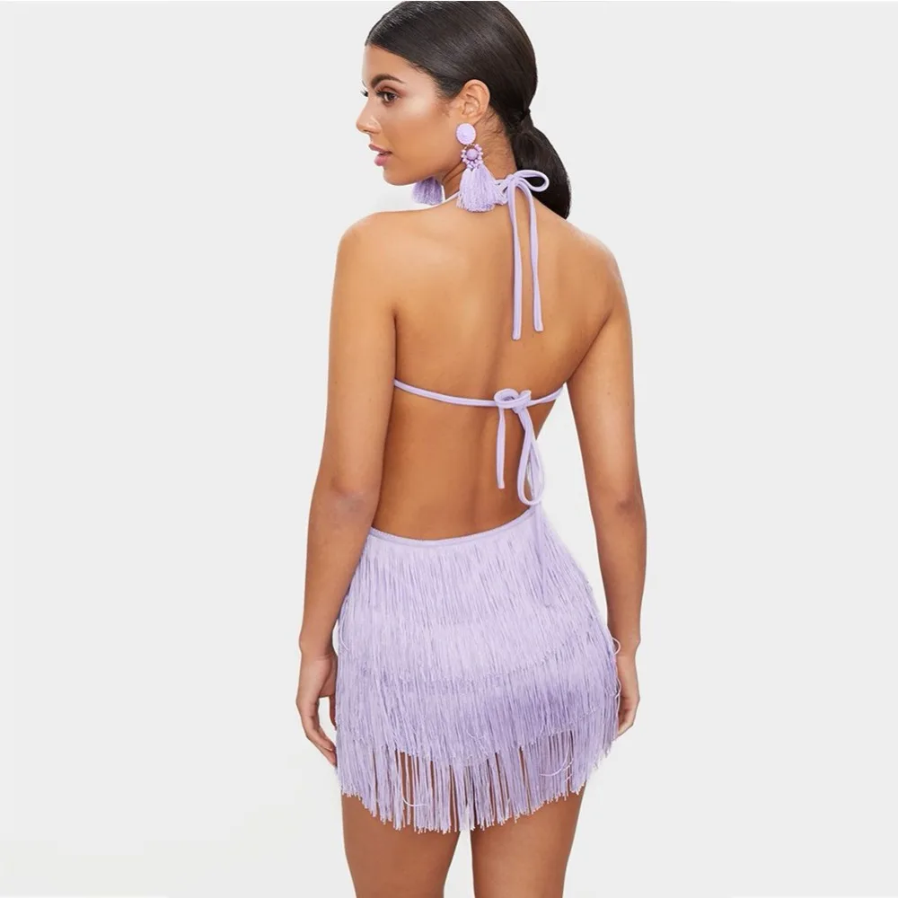 Herve Leger Babe Лидер продаж Пляжная боди на шнуровке спинки кисточкой бинты Лето узкие