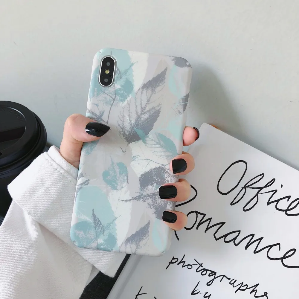 Винтажный чехол с рисунком листьев для iPhone 7 6S 8 Высококачественный жесткий из