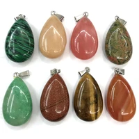 natural stone pendants water drop shape crystal agates necklace pendant for jewelry making good quality size 24mmx43mm