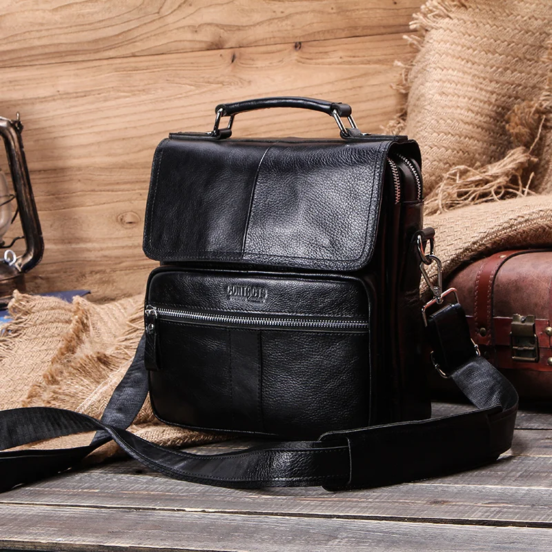 CONTACT'S Высококачественная мужская сумка через плечо от бренда из натуральной