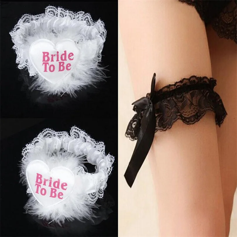 Значок невесты для девичника черные и розовые кружевные подвязки декоративные