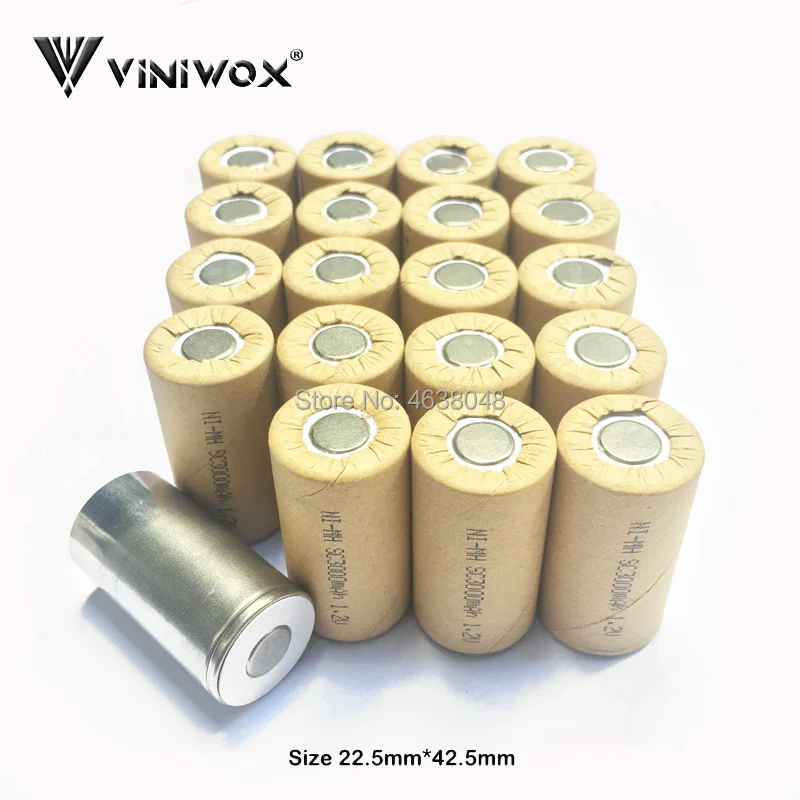Subc Cells 3000mAh 1,2 V SC Ni-MH аккумуляторная батарея DIY до 7,2 V 9,6 V 12V 14,4 V 18V 24V Электроинструмент электрические аккумуляторы
