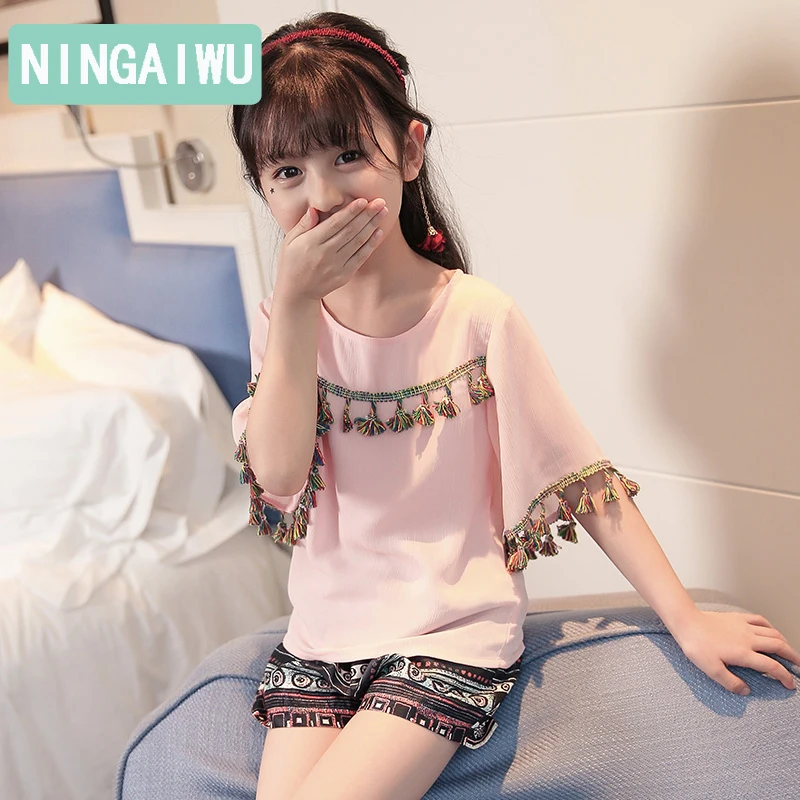 Летняя детская одежда в китайском стиле из двух предметов для девочек детские