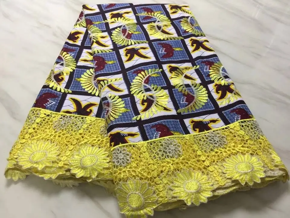 6 ярдов/шт Новая мода оранжевый Африканский водорастворимые кружево с