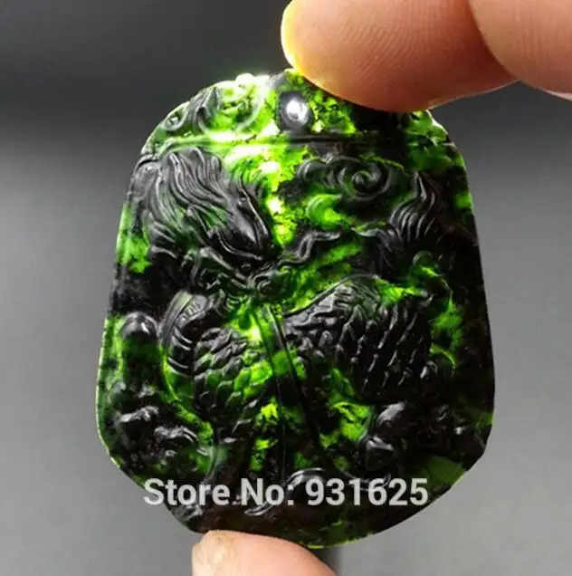 Натуральный камень черный зеленый резные Китайский фигурка с драконом Цилинь