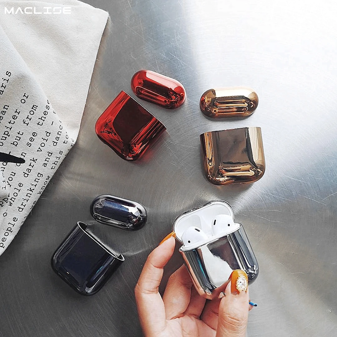 С гальваническим покрытием Жесткий Корпус для наушников для apple airpods чехол противоударный чехол для наушников Защитный чехол для зарядки airpod Чехол Коробка